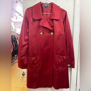 Chic Red Women's Trench Coat